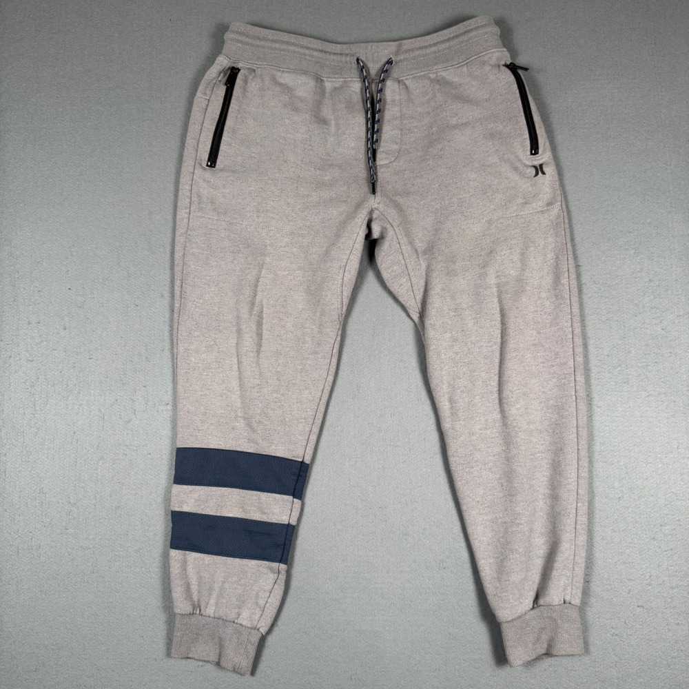 Hurley Mens Joggers Size M Gray Activewear Sweatpants Zipper Pockets Athletic